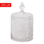 Tall faceted glass trinket jar